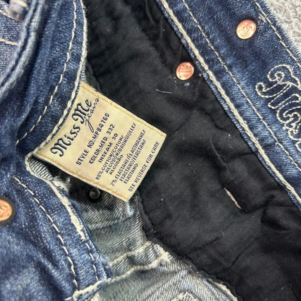 Miss Me Skinny Jeans Mid Rise Embellished Blue 29 Y2K McBling Western Boho Rodeo